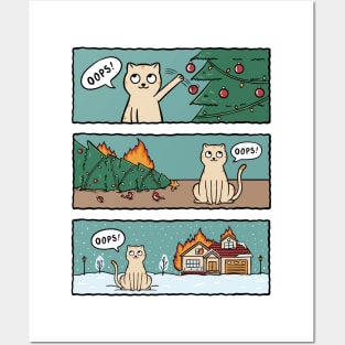 Cat and warm christmas Posters and Art